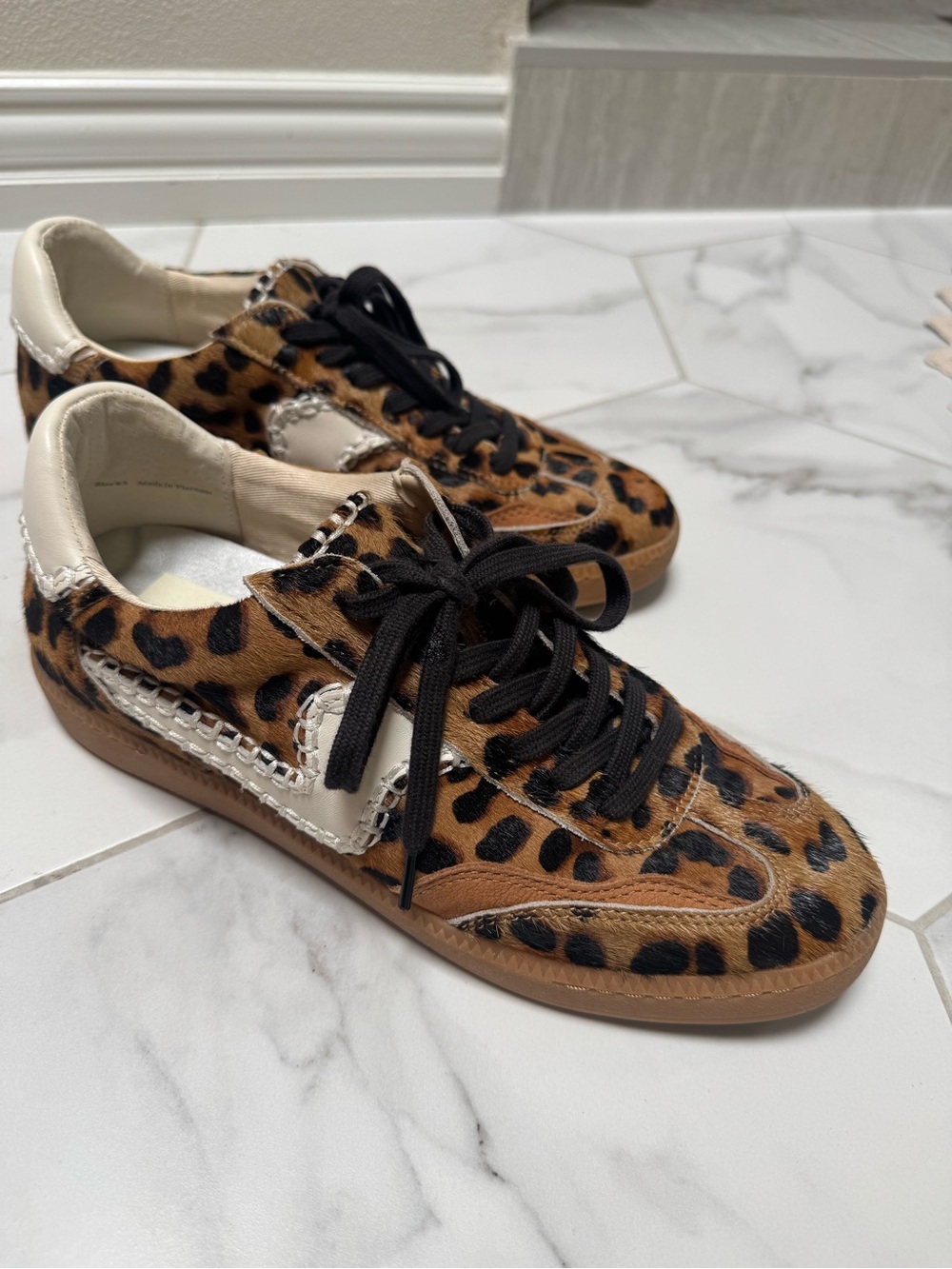 Dolce Vita Notice Stitch Leopard Print Women's Casual Sneakers - Brown and white